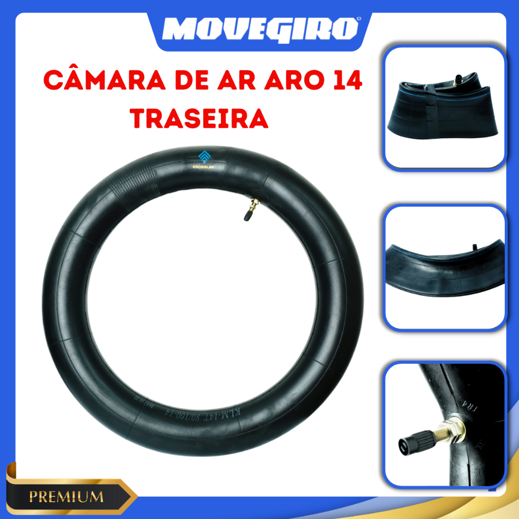 Câmara De Ar Aro 14 Traseira Moto Honda  BIZ 100, BIZ 125, POP 100 Shineray (80/100-14 TR4)Qualidade