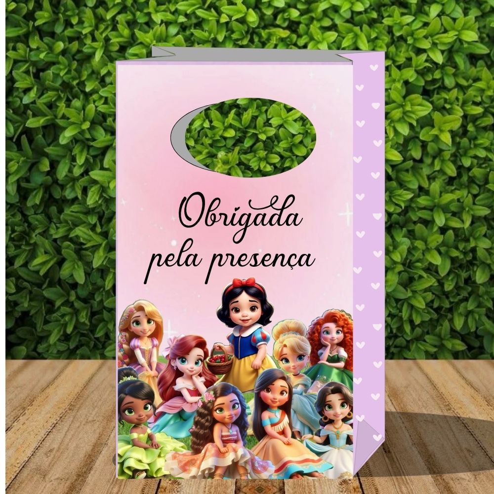 Sacolinha princesas baby - Cut - lembrancinha para festa pegue e monte- Princesas cut- kit caixinhas- princesas aquarela