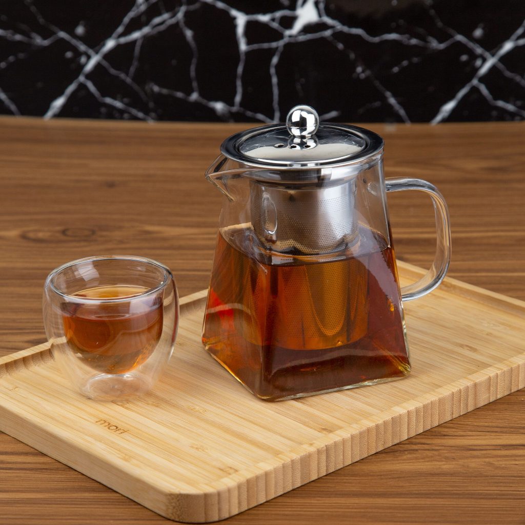 Chaleira de Vidro Com Infusor de Inox 550ml Vai Direto ao Fogo