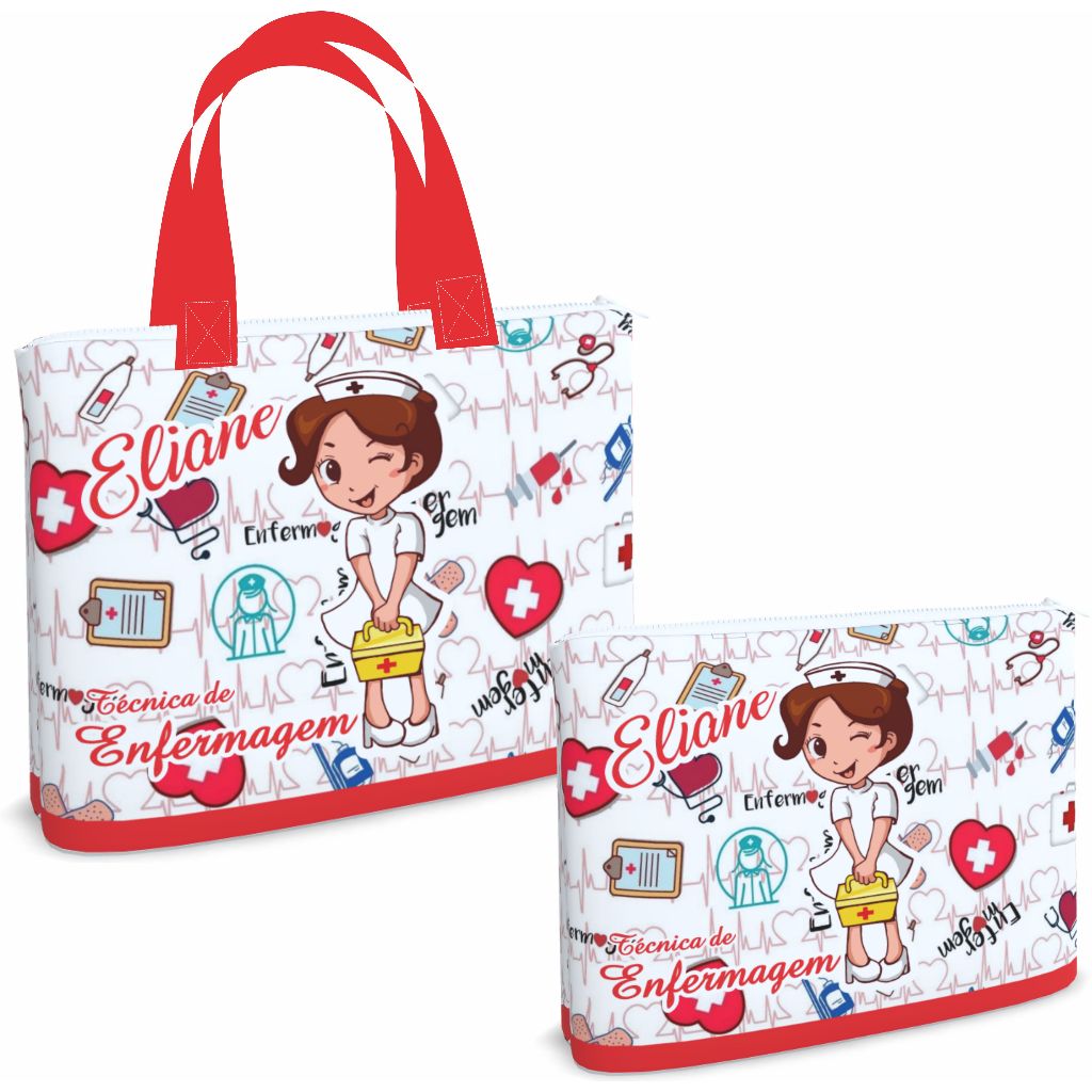 Bolsa Sacola Pasta Ecobag + Necessaire Enfermagem em Oferta na Shopee