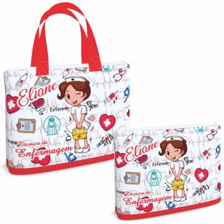 Bolsa Sacola Pasta Ecobag + Necessaire Enfermagem em Oferta na Shopee
