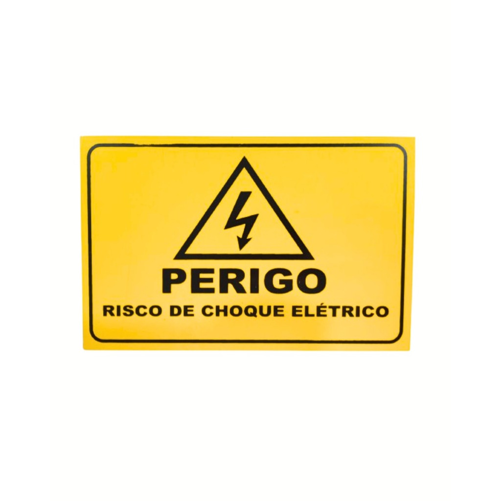 Placa De Aviso "Perigo Risco De Choque Elétrico"