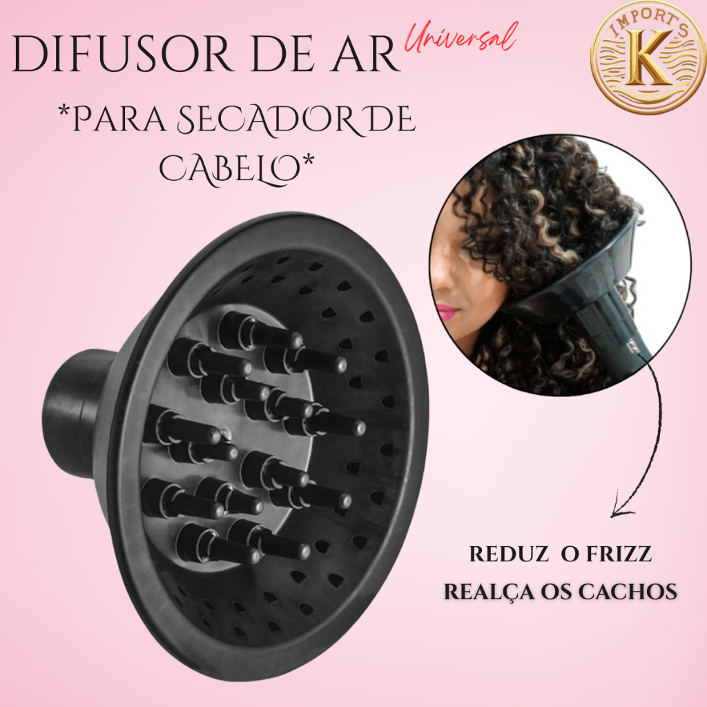 Difusor de Ar Universal Profissional P/ Secador de Cabelo Redução de Frizz