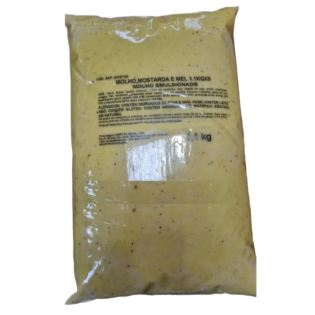 BAG MOLHO MOSTARDA E MEL 1.1KG - Hamburgueria/Restaurante/Comida americana/Molho cremoso/Bisnaga para molho