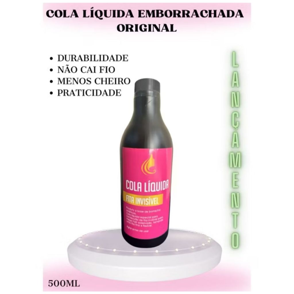 Cola líquida emborrachada 500ml para confecção mega hair fita adesiva invisível ,mega hair adesivado