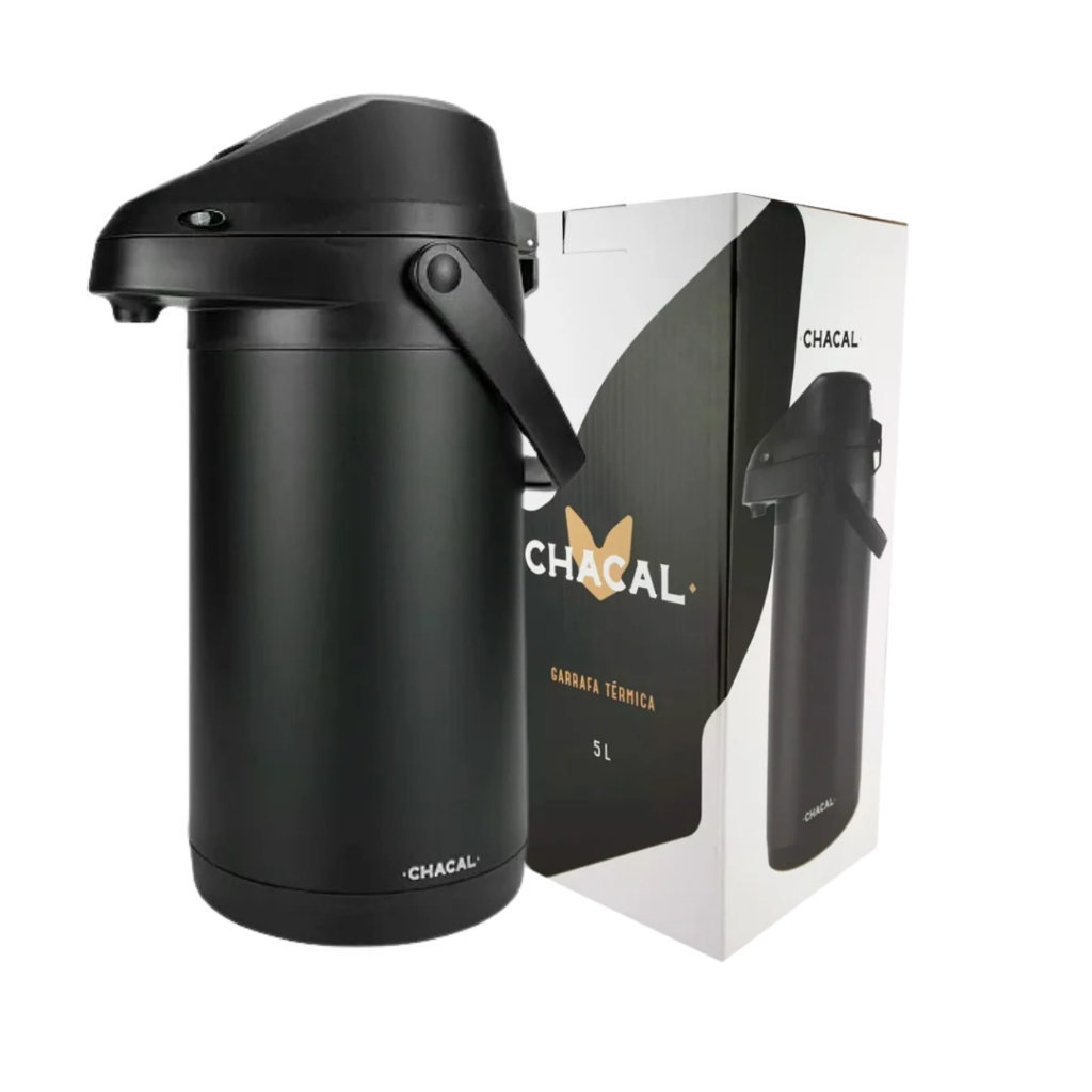 Garrafa Térmica de Inox 5,0 Litros Chacal Preta em Oferta na Shopee