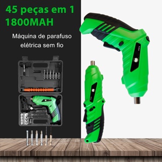 Parafusadeira Portátil Sem Fio 45 Peças Chaves Fenda Broca Philips Usb Com Maleta 4,8V Furadeira em Oferta na Shopee
