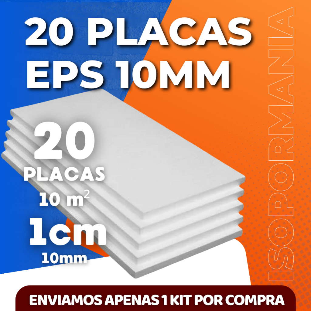 20 PLACAS DE ISOPOR EPS ANTICHAMAS 10 MM (1 CM) DE ESPESSURA TÉRMICO ACÚSTICO