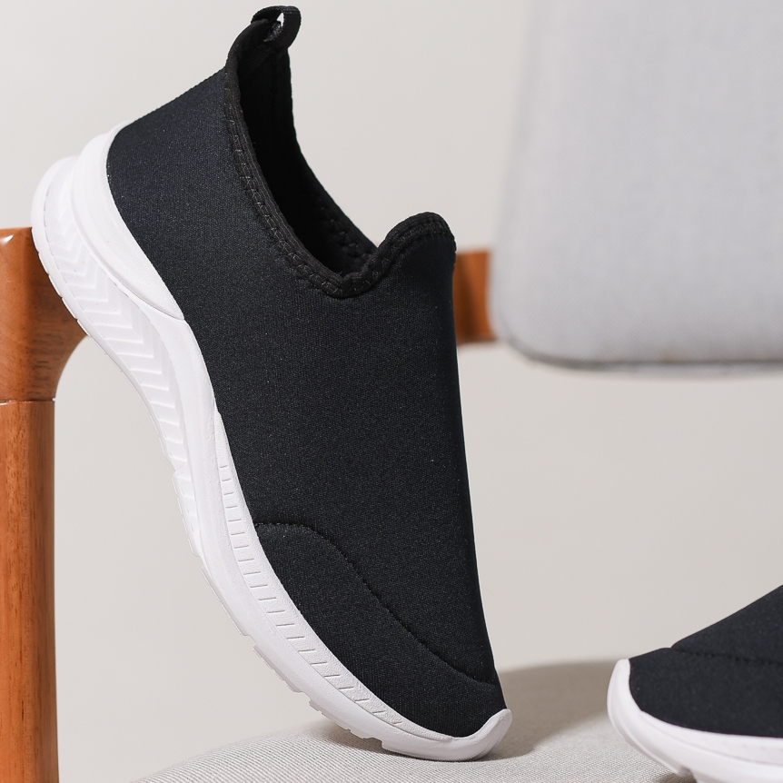 Tênis Meia Feminino Preto Esportivo Caminhada Leve Flexível Ultraleve Malha Respirável Esporão