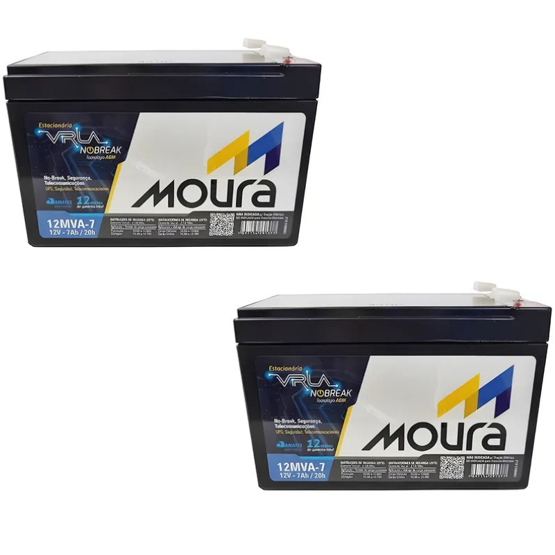 Kit 2 Baterias Moura Estacionaria Nobreak 12mva7