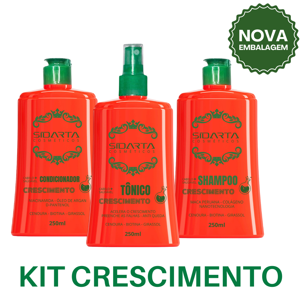 Kit (3X3F) Sidarta Crescimento Capilar 💣 Tonico Explosivo + Shampoo + Condicionador