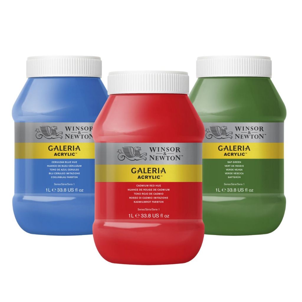 Tinta Acrílica Galeria Winsor & Newton 1 Litro – Pigmento Profissional p/ Pintura Artística em Tela