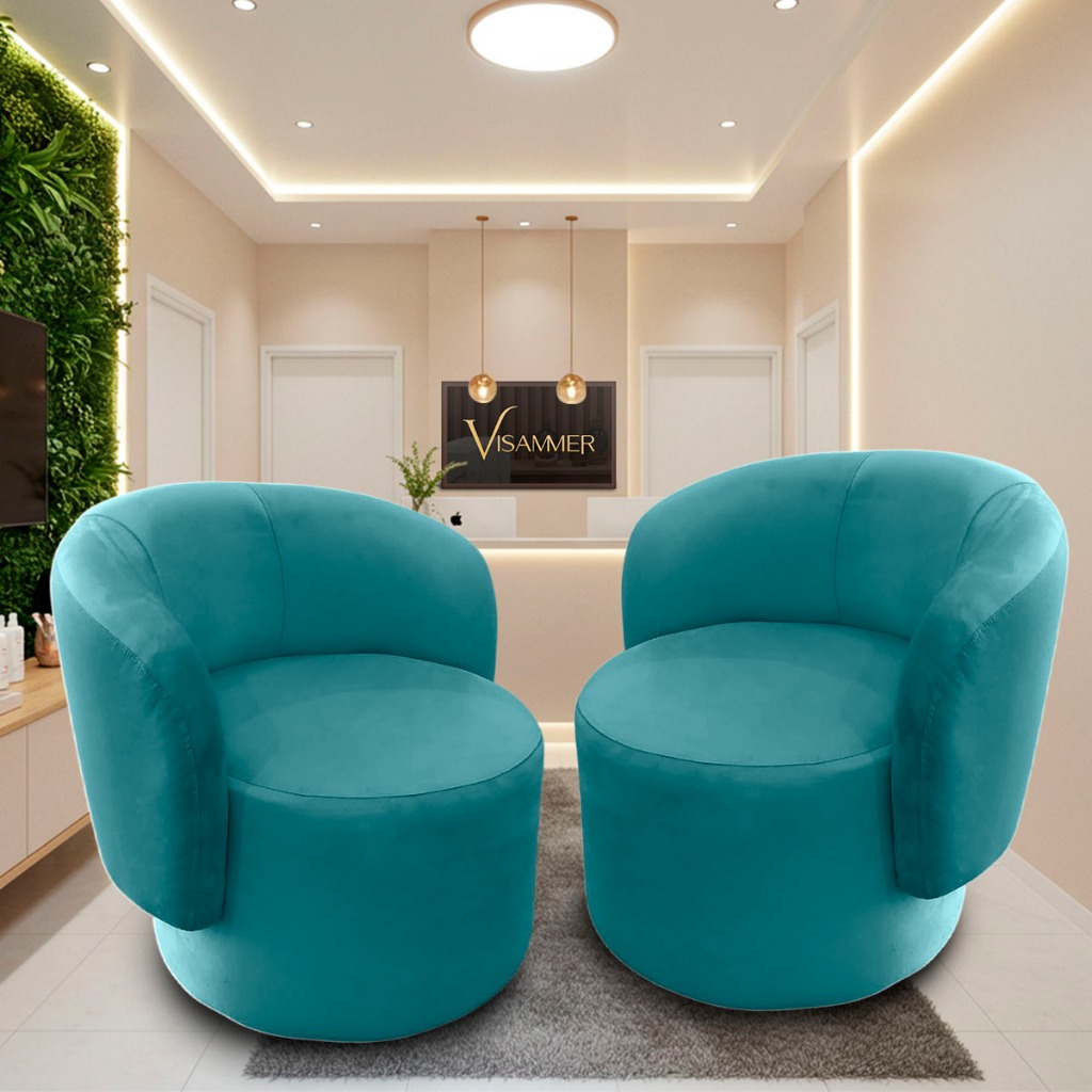 Kit 02 Poltrona Orgânica Luxo VeludoTop Para Recepção Sala Moderna  Salão Beleza Sala Hotel Visammer