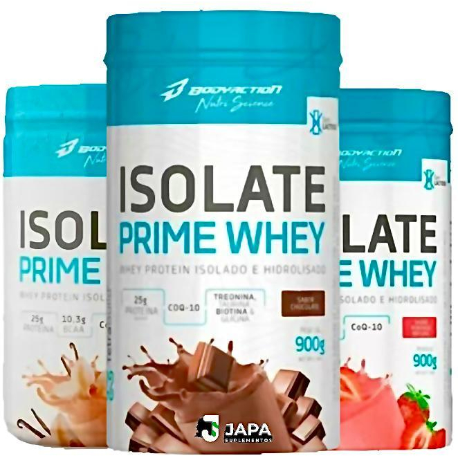Isolate Prime Whey Protein 900g 25g Proteína Isolada CoQ10 Sem Lactose BodyAction