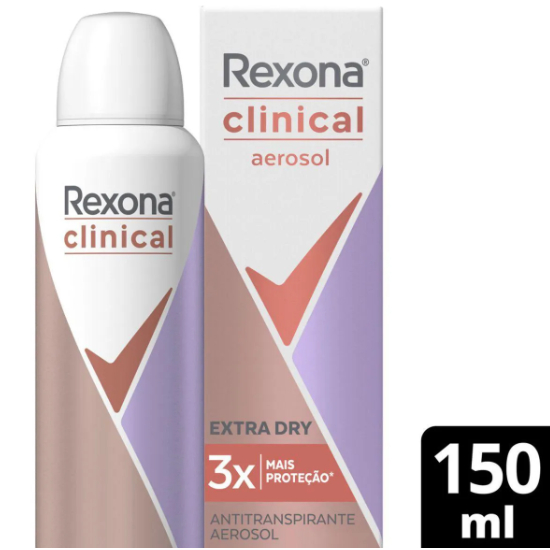 Desodorante Feminino Rexona Women Clinical Extra Dry Aerosol 150 ml em Oferta na Shopee