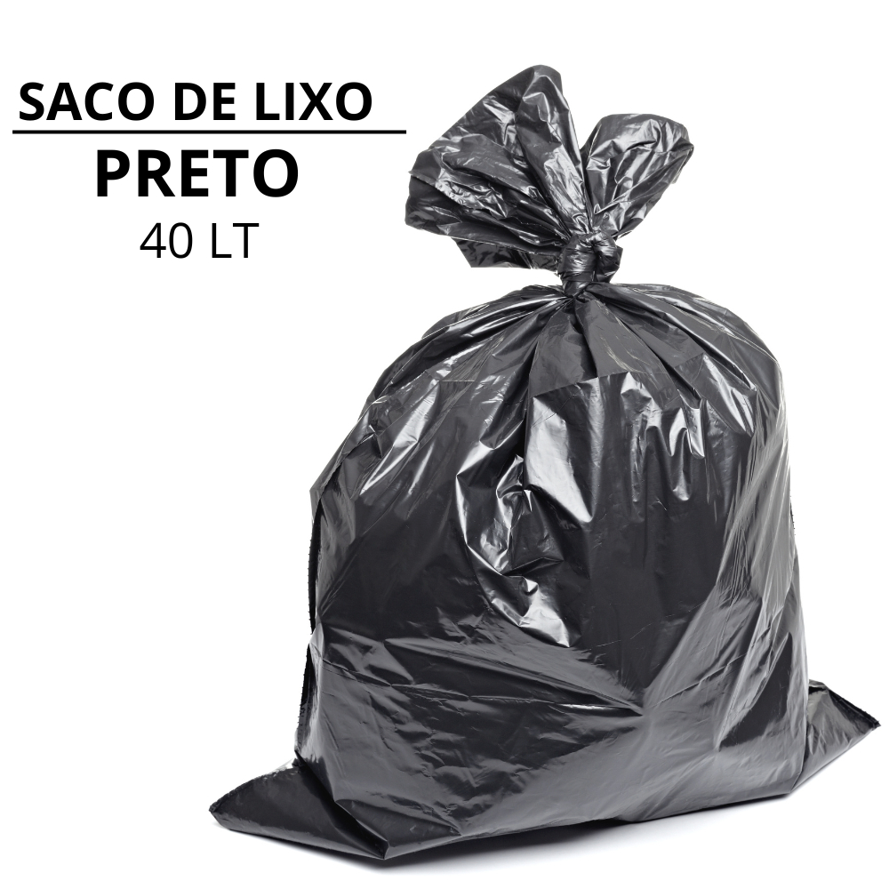 Saco De Lixo 40 Litros preto 100 Unidades