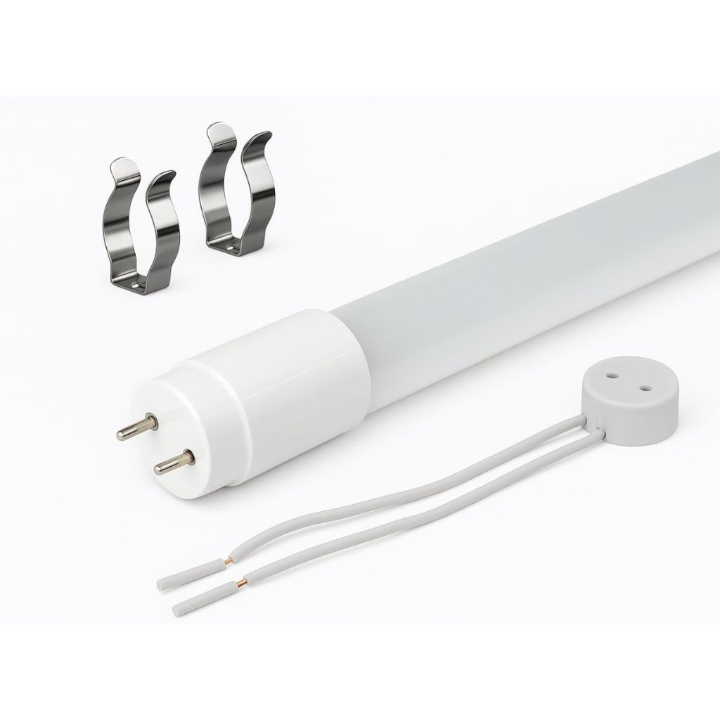 25 Lâmpada Led Tubular T8 18w 4000k Branco Neutro 1,2m + Soquete Rabicho + Abraçadeira Fluor Bivolt