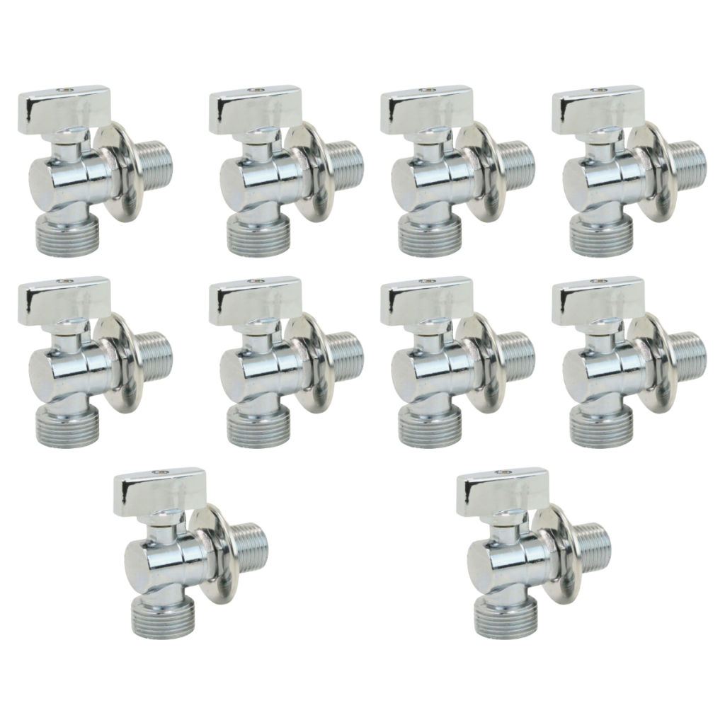 10x Valvula Torneira Registro Maquina Lavar Metal 1/2x3/4 Multiuso Tanquinho Tanque Cor Cromado