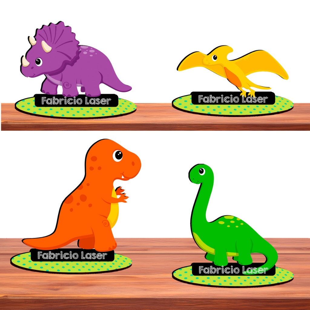 Centro De Mesa Dinossauro Personalizado Nome e Idade 10 cm Lembrancinha Aniversário Display Festa
