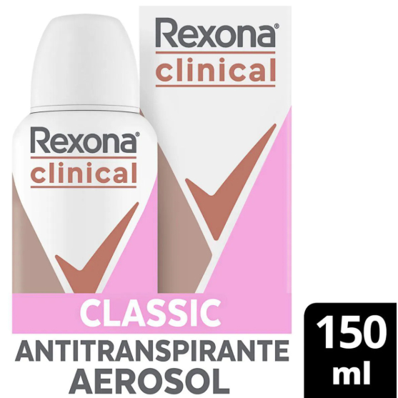 Desodorante Feminino Rexona Women Clinical Classic Aerosol 150 ml em Oferta na Shopee