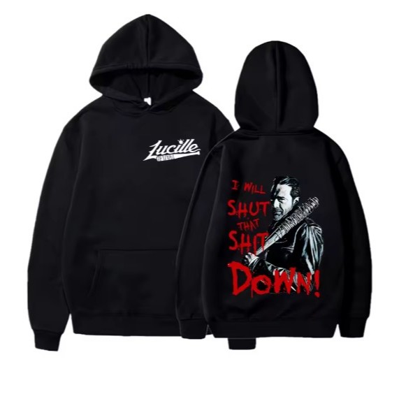 Moletom Canguru Blusa de frio com capuz Algodão Unissex Inverno Casaco Negan The Walking Dead.