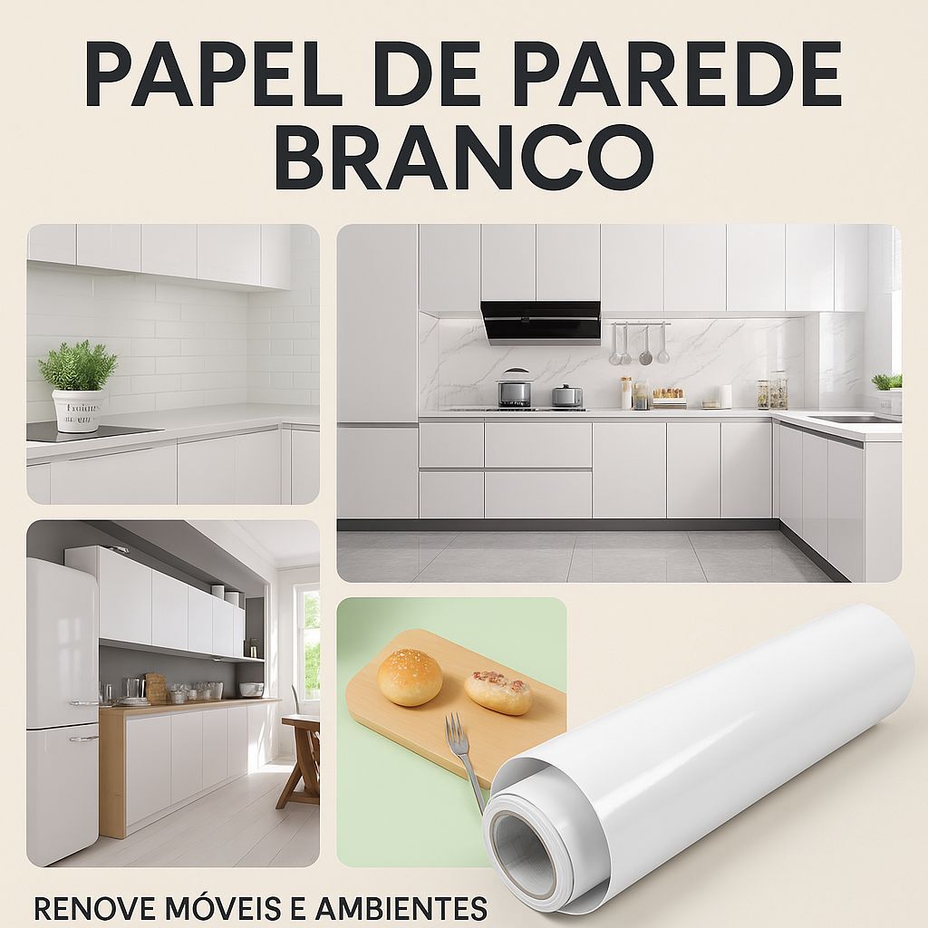 Imagem Adesivo Branco Envelopamento Autocolante Lavável Vinil Para Móveis Geladeira Cozinha Quarto