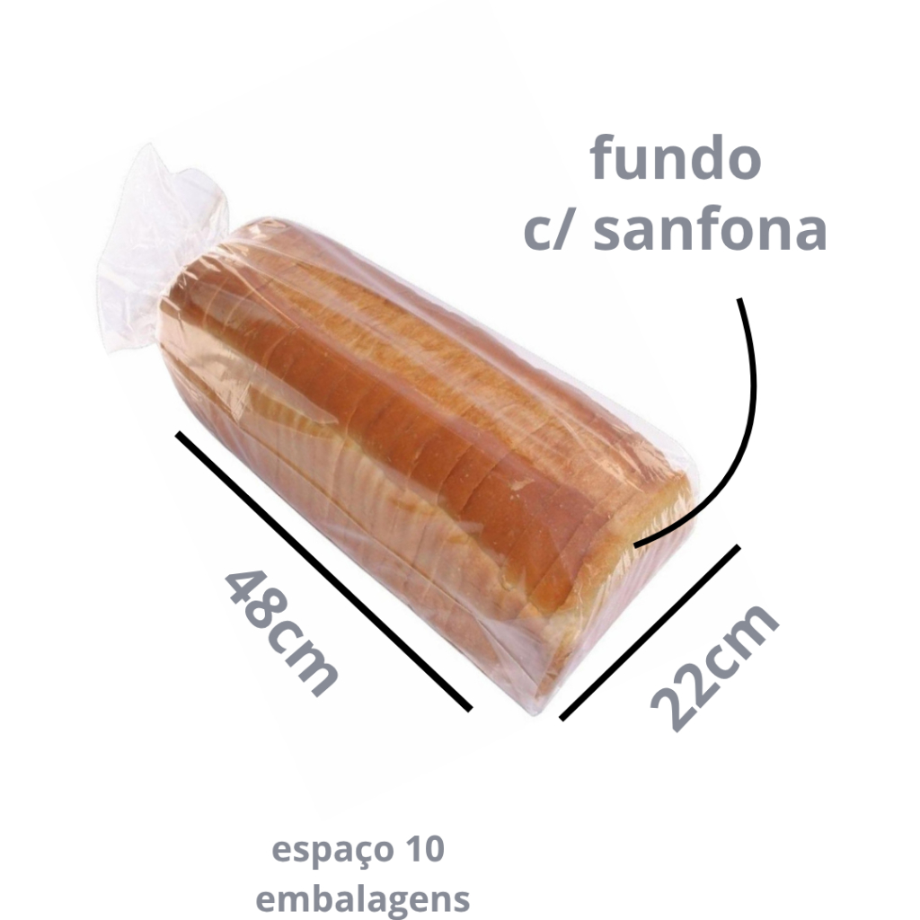 saco para pão caseiro e de forma (22x48) 100 unidades