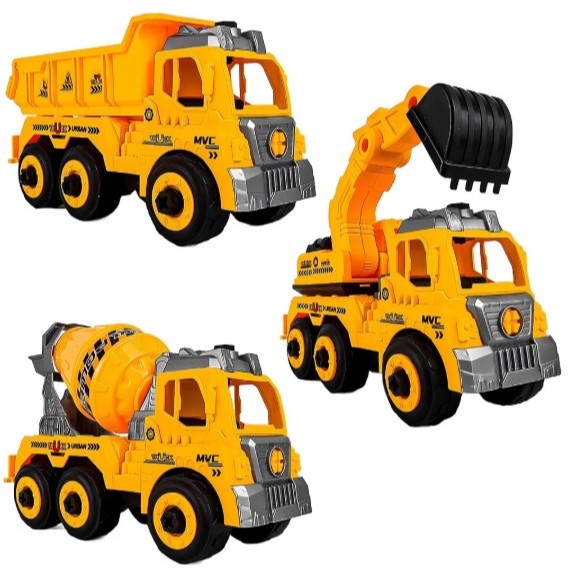 Brinquedo Caminhão Infantil Trator De Brinquedo Betoneira Escavadeira Desmontável GRANDE e Pequeno