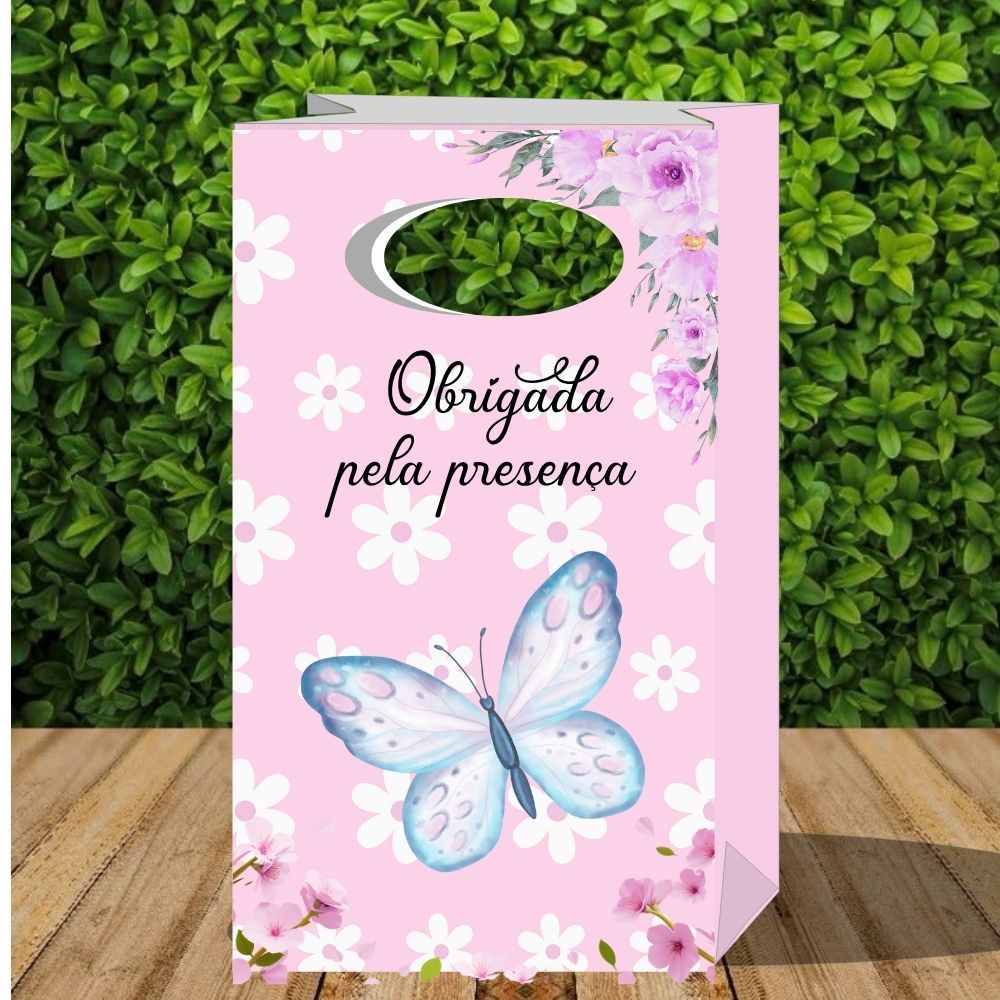 Lembrancinha jardim das borboletas -Sacolinha P PEGUE E MONTE para festa jardim flores-caixinhas- jardim encantado