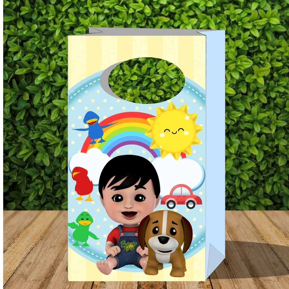 Sacolinha tema Bento e Totó- Sacolinha P pegue e monte para decoração de festa infantil bento e toto- caixinhas de festa