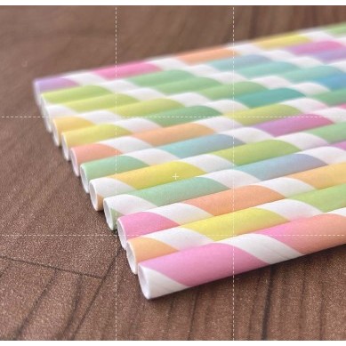 CANUDO DE PAPEL LISTRADO CANDY PACOTE COM 12 UNIDADES