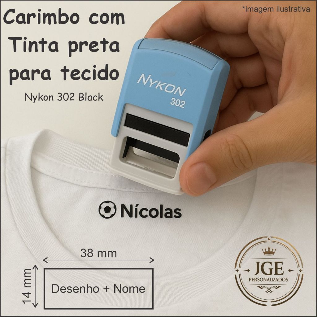 Carimbo Automático com tinta para tecido, camisetas, uniformes, escolar, profissionais em Oferta na Shopee
