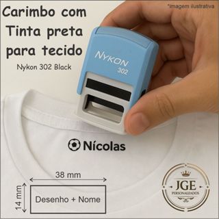 Carimbo Automático com tinta para tecido, camisetas, uniformes, escolar, profissionais em Oferta na Shopee