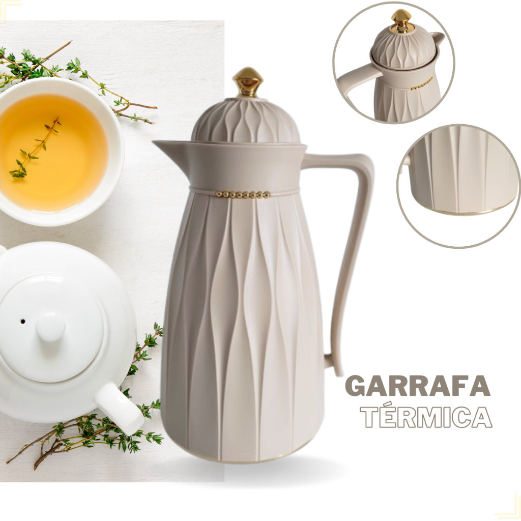 Garrafa Térmica 1 Litro Café Chá Leite Khadija Bege Tuut em Oferta na Shopee