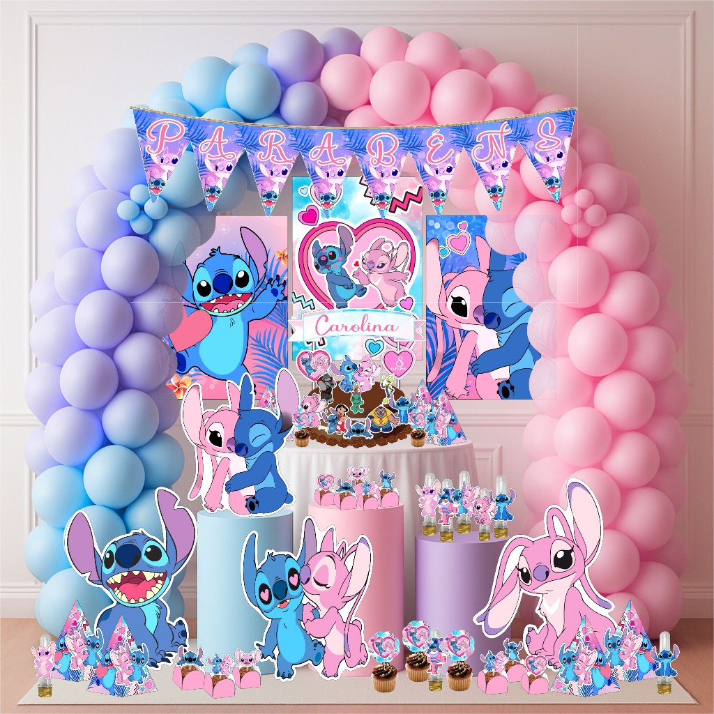 Kit Festa Aniversário Personalizado Stitc 78 itens- Decoração Mesversario Lembrancinhas Ange em Oferta na Shopee