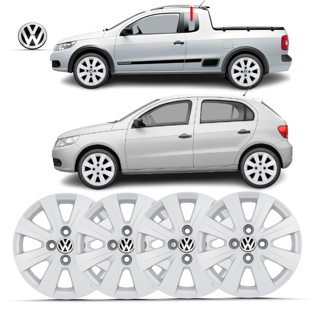 Kit 4 Calota Aro 14 Gol G5 Voyage Saveiro 2009 á 2012 Com Emblema em Oferta na Shopee