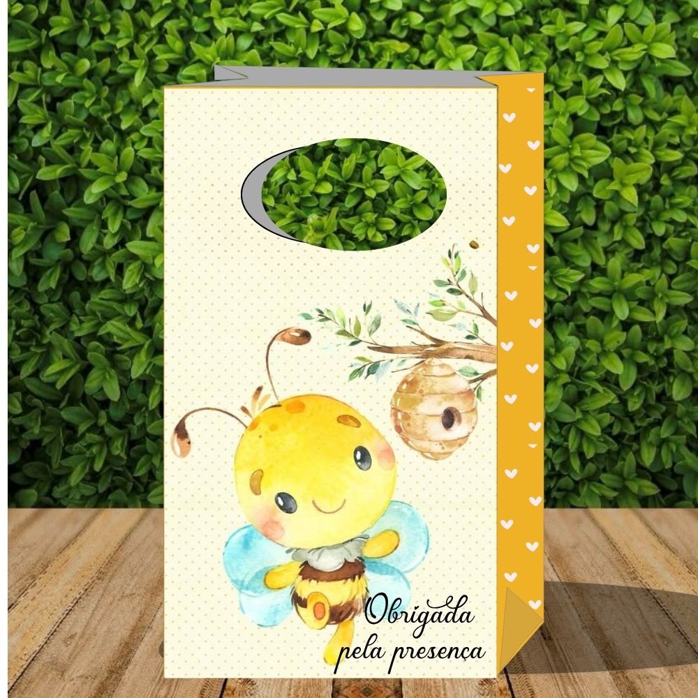 30 Lembrancinha tema abelhinha- Sacolinha P PEGUE E MONTE festa infantil decoração  tema abelhinha caixinha de papel
