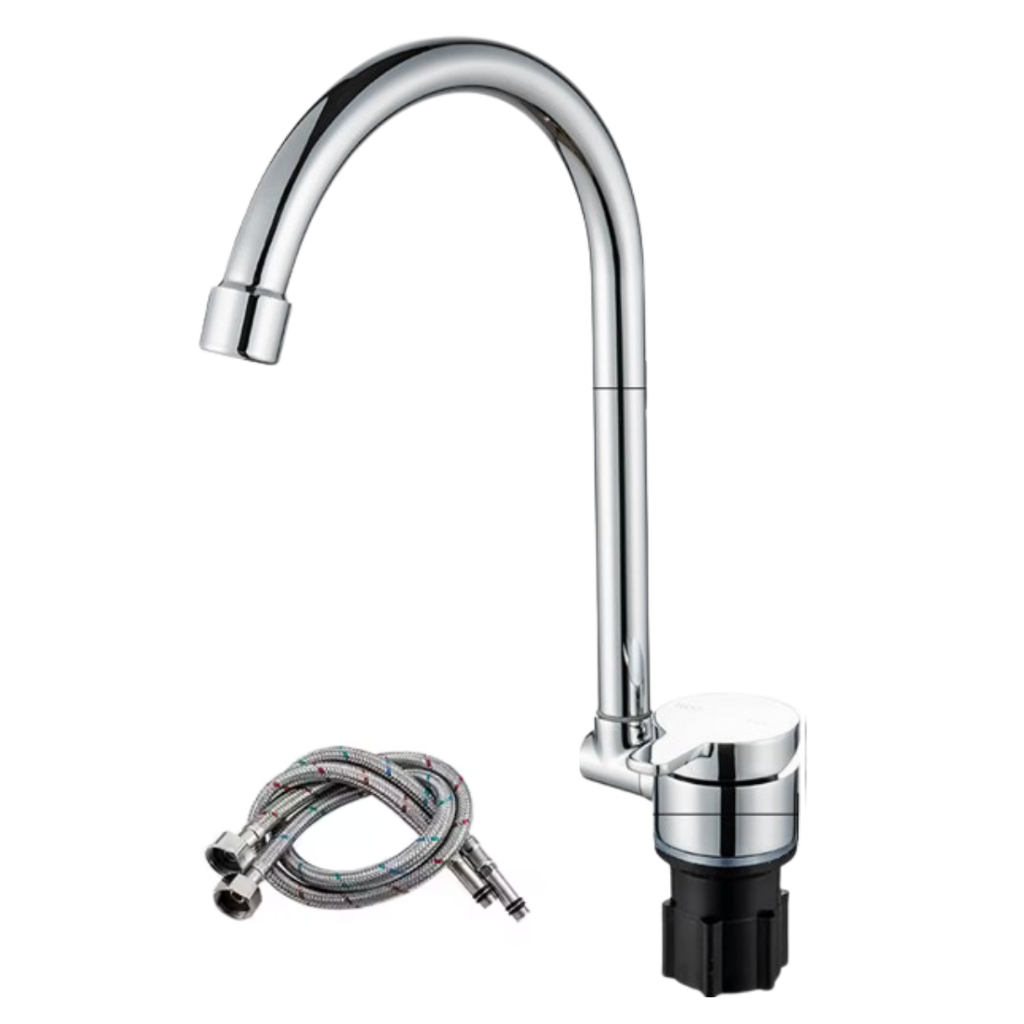 Torneira Monocomando Dobrável Quente e Fria para Motorhome, Trailer, Barco e Cozinha Compacta