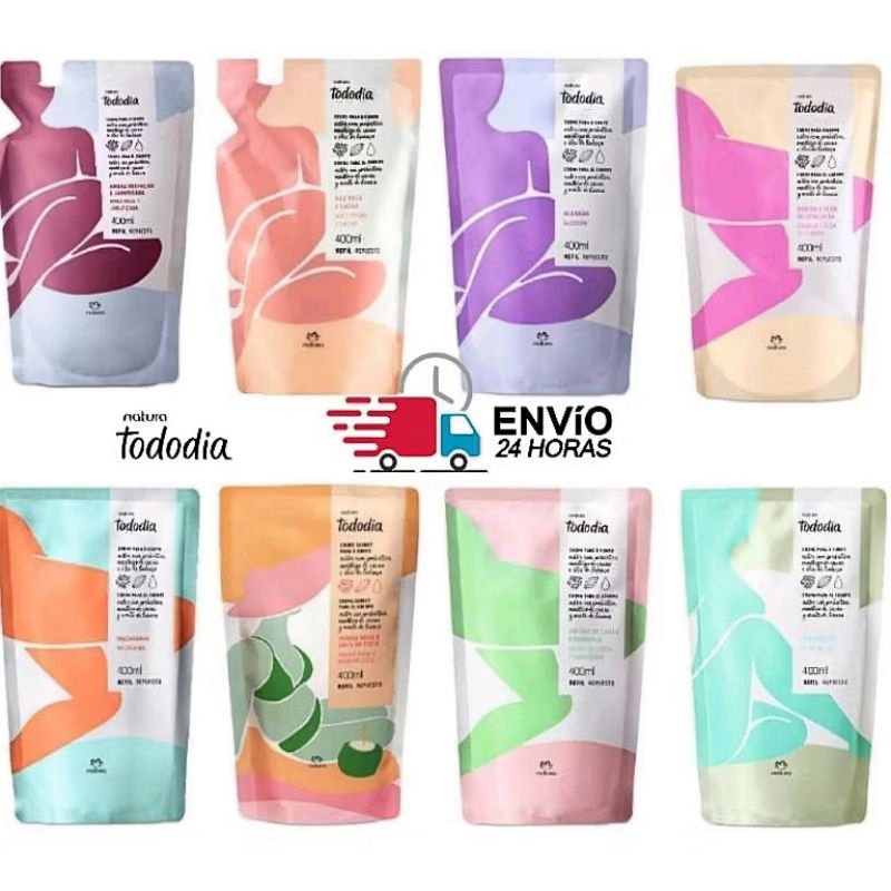 Refil Creme Hidratante Natura Tododia 400ml ou 200ml: Cereja e Avelã, Macadâmia, Algodão, Ameixa e Baunilha