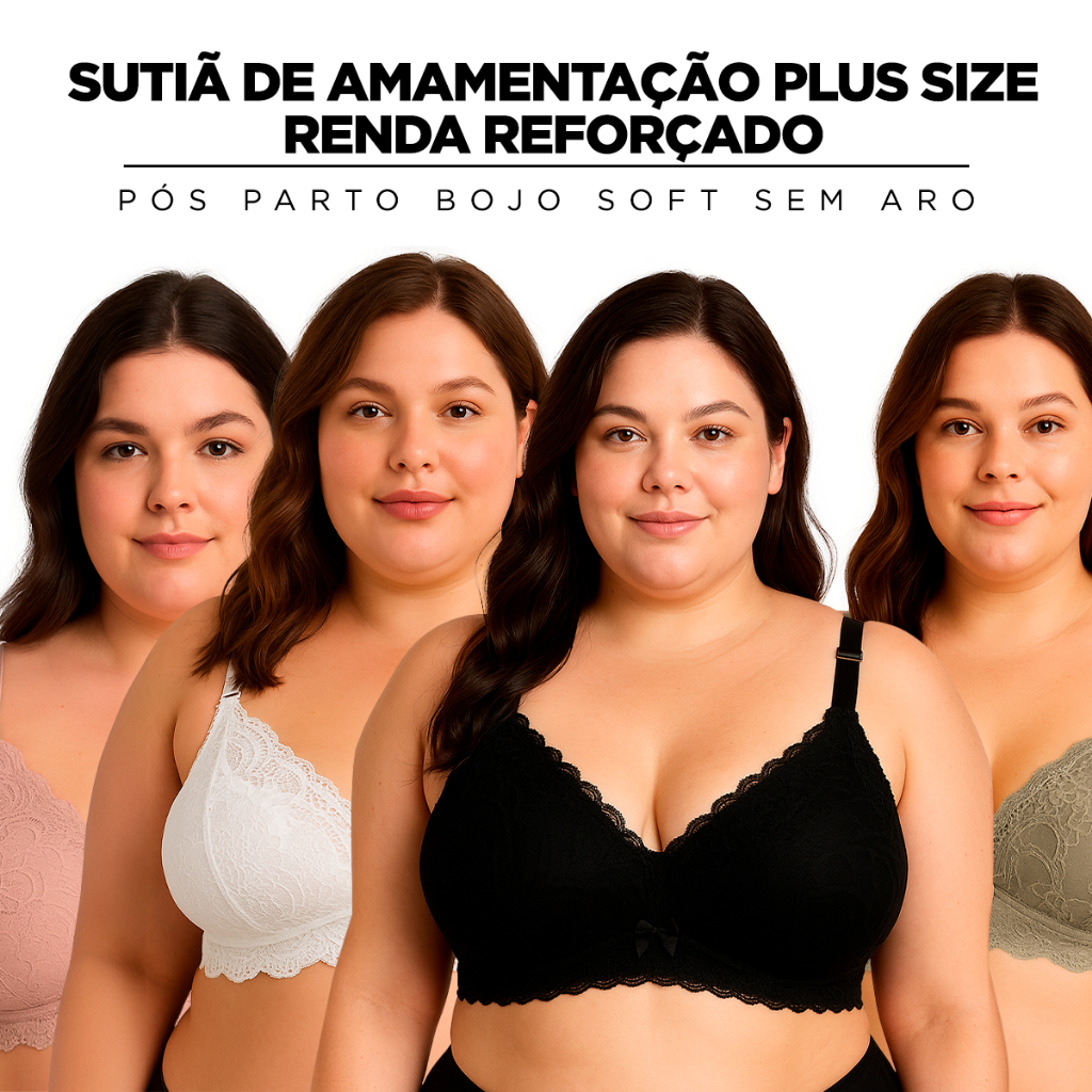 Sutiã Amamentação Plus Size Bojo Soft, Sem Aro,  Alça Reforçada