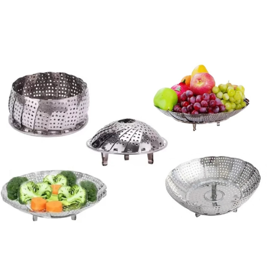 Imagem Cesto De Cozimento a Vapor Legumes Inox Panela Vaporeira Verduras Cozinha Dieta Alimentação Saudável