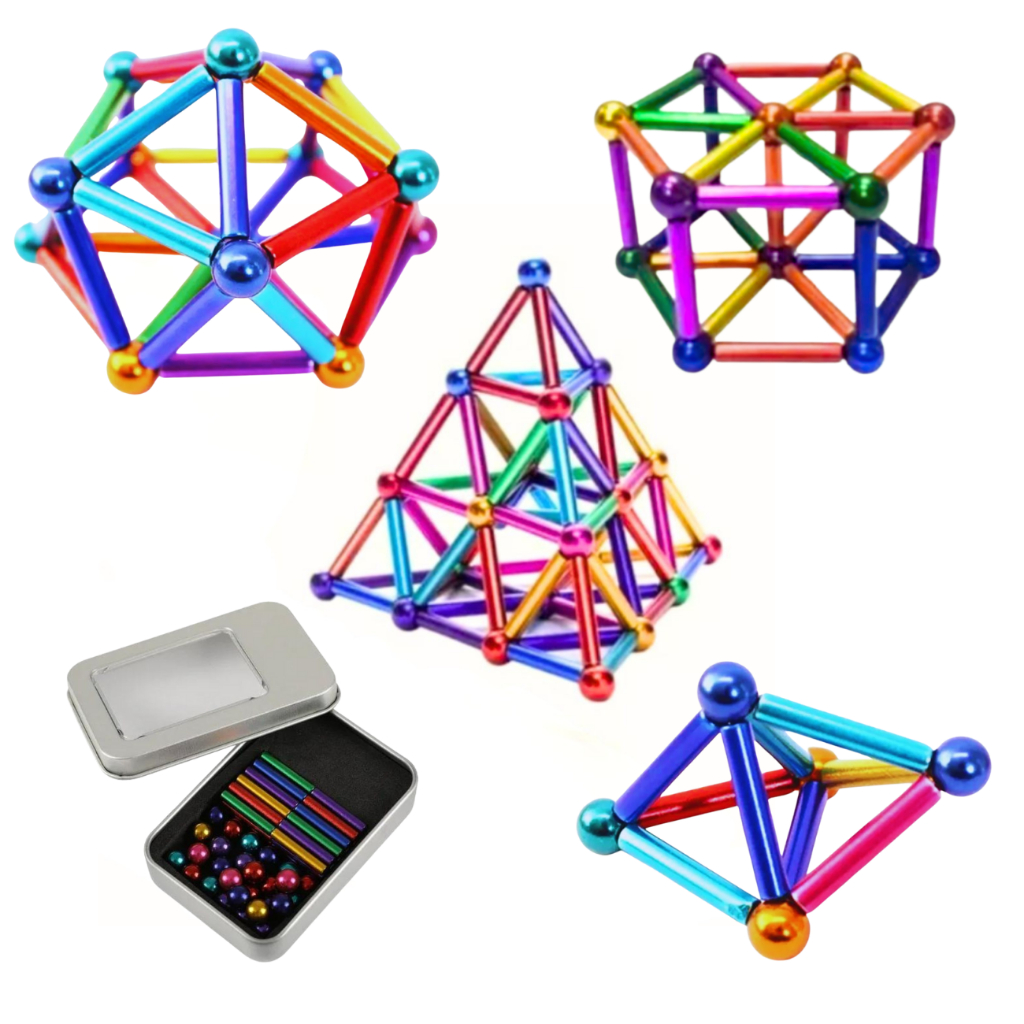 Neocube Pirâmide Imã Neodímio Magnético Hastes Colorida Esferas Com Latinha