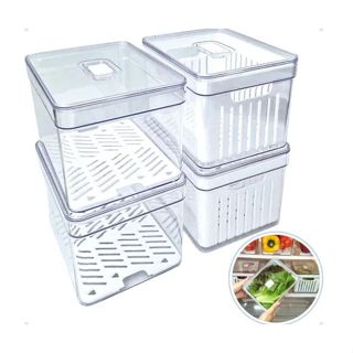 Kit com 4 Organizadores de Geladeira - 2 unidades 3,8 com Cesto e 2 unidades 3,8 com Tela em Oferta na Shopee