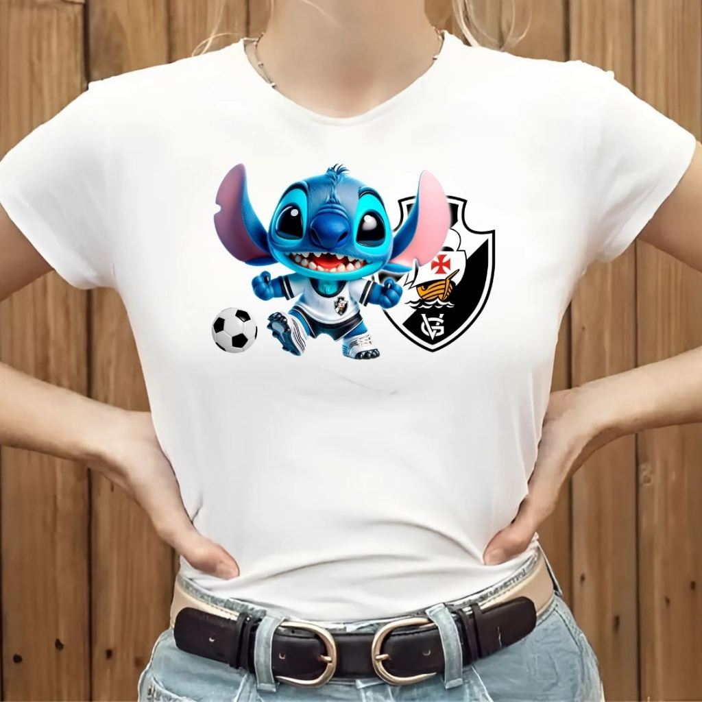 Camiseta T shirt Do Vasco Feminina Branca - Camisa Baby Look