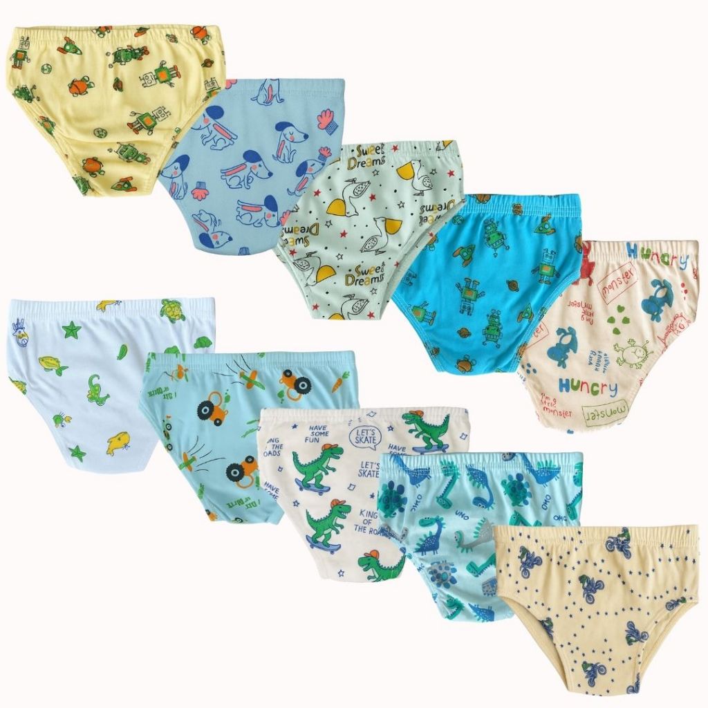 Kit 5-10 Cueca Infantil 100% Algodão Com Estampas