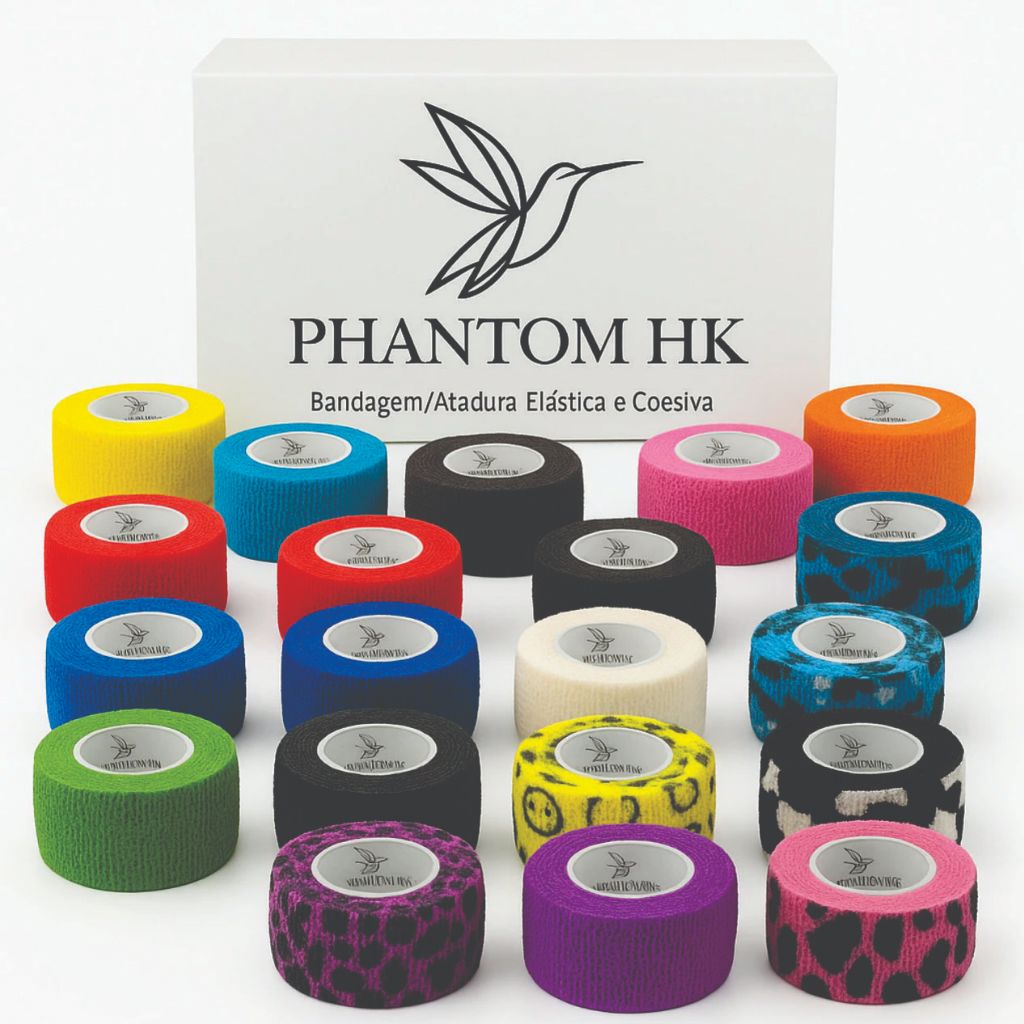 Bandagem Elástica Phantom HK 2,5cm x 4,5m - Podologia / Tattoo / Tatuagem / Demógrafo / Pesca P/Dedo