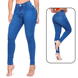 Calças Feminina Cintura Alta Jeans Com Lycra Levanta Bumbum Modeladora Cintura Alta em Oferta na Shopee