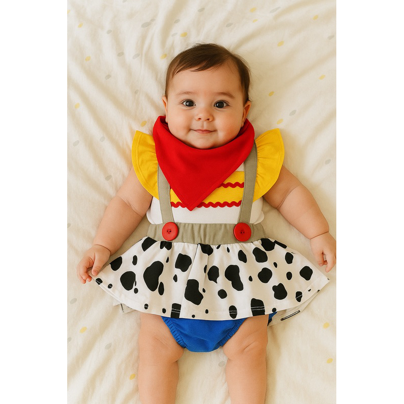 TOY STORY JESSIE ROMPER MESVERSÁRIO COWBOY MACACÃO WOODY FESTA DE MÊS INFANTIL, ROUPA DE BEBÊ FANTASIA BODY TEMÁTICA