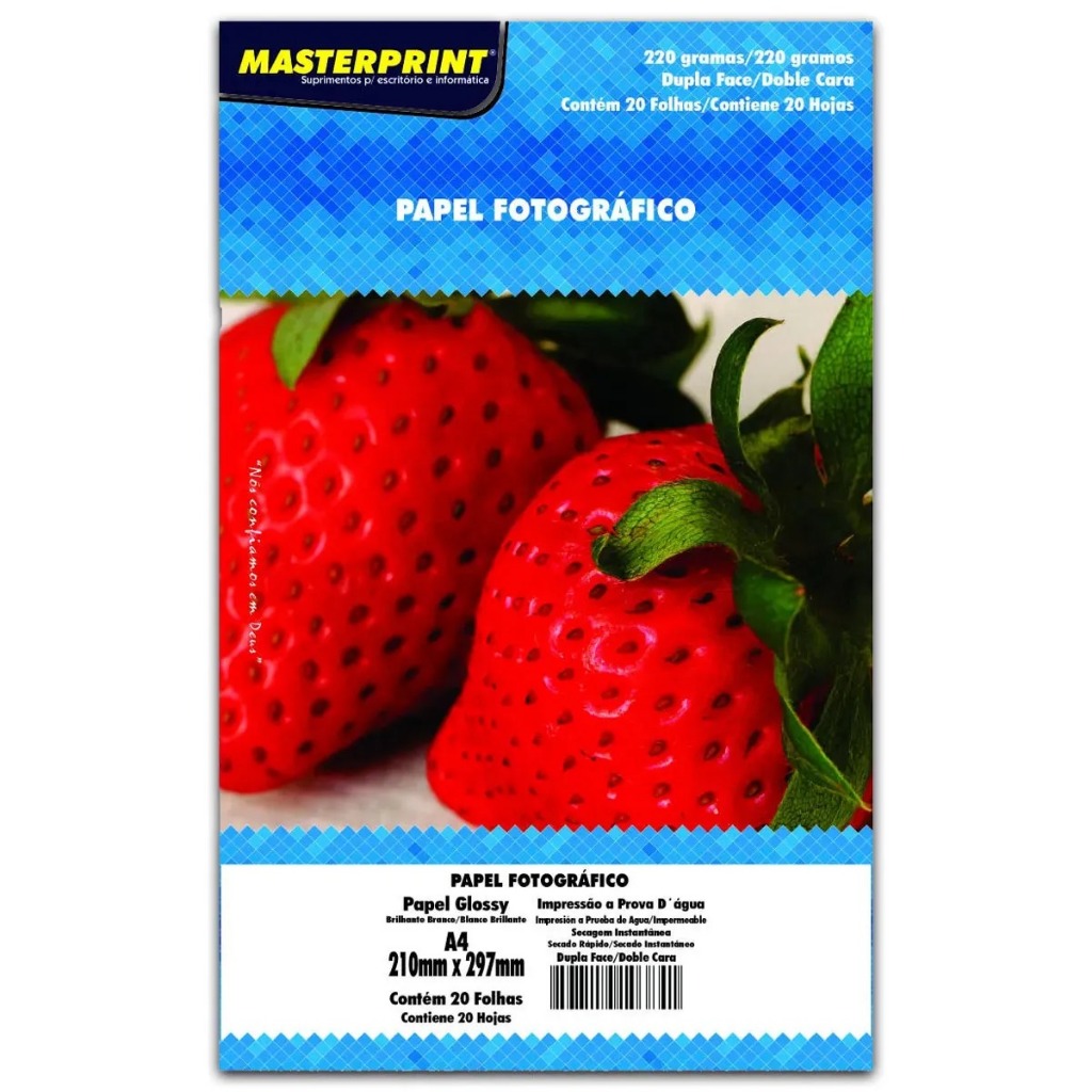 Papel Glossy Fotográfico Dupla Face 120g/m² 180g/m² 220g/² 50 e 20 Folhas Masterprint
