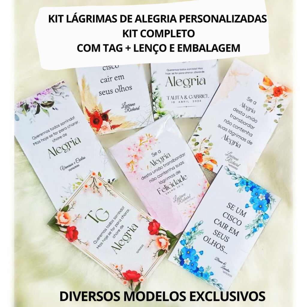 Lágrimas de Alegria Personalizadas para Casamentos - Kit Completo (Tag, lenço e embalage) Formatura, Aniversário,15 anos em Oferta na Shopee
